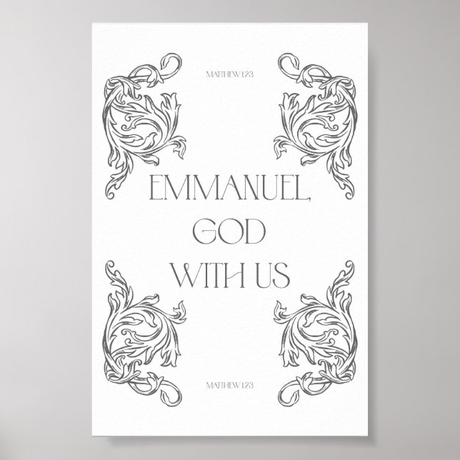 Poster Versículo da Bíblia de Natal Emmanuel Deus Conosco (Frente)