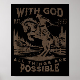 Poster Versículo da Bíblia do Cowboy Ocidental Jesus Para