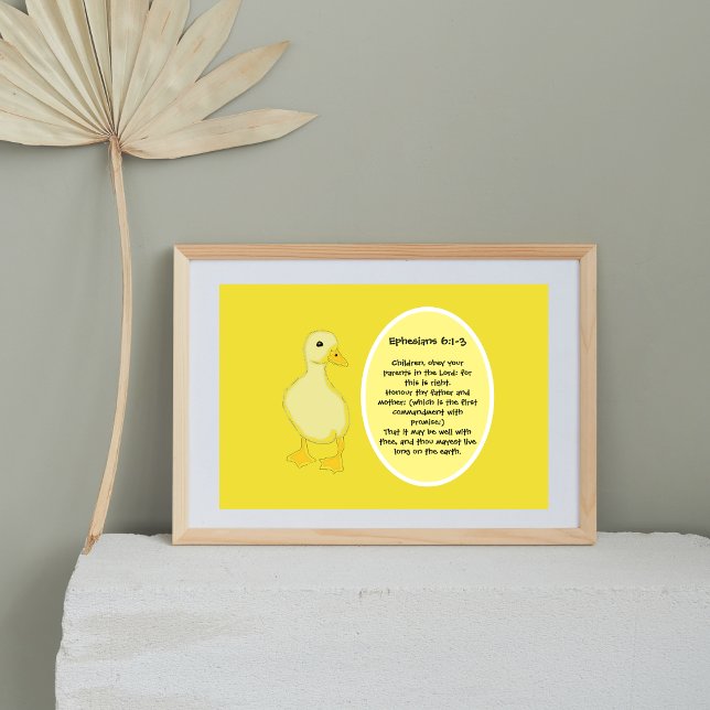 Poster Versículo da Bíblia do Pato Amarelo Quackie para o (Criador carregado)