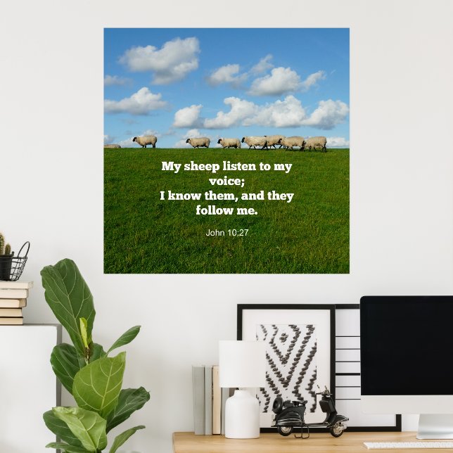 Poster versículo da Bíblia, João 10:27, (Escritório em casa)