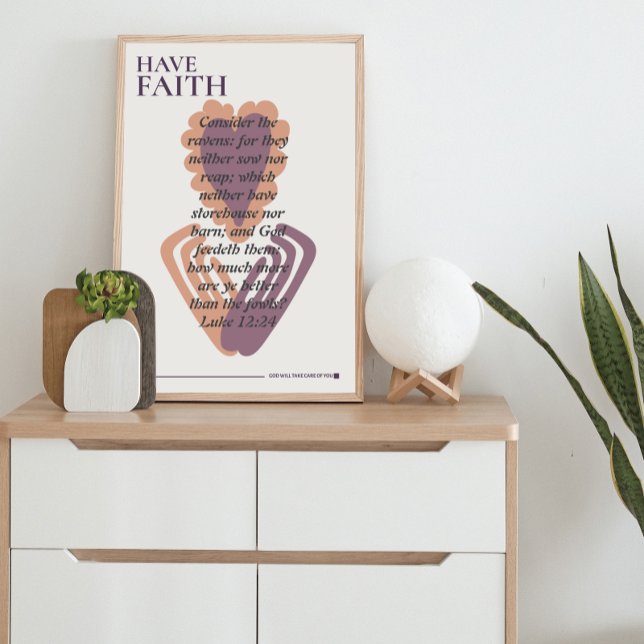 Poster Versículo da Escritura Tenha Fé Coração Mãos (Have Faith Bible Scripture Verse Poster)