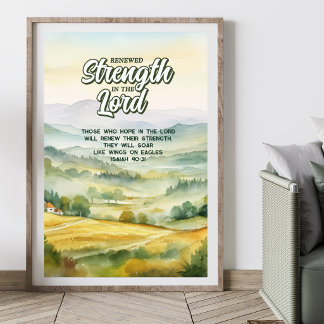 Poster Versículo Motivacional da Bíblia Cristã Isaías 40