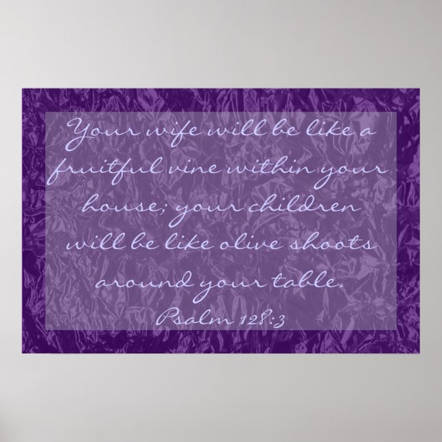 Pôster Verso bíblia sobre a família Salm 128:3 (Frente)