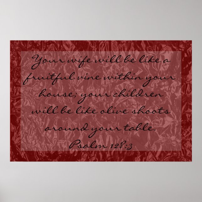 Pôster Verso bíblia sobre a família Salm 128:3 (Frente)