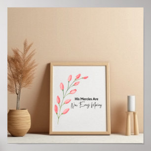 Poster Verso Da Bíblia Floral Cor-De-Rosa Com Base Nas La