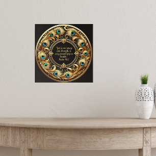 Poster Versos de Bíblia de Quadro de Folha de Peacock Esp