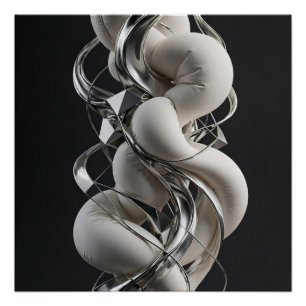 Pôster Vertical Chrome Twist - Premium 3D Abstrato
