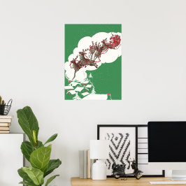 Poster Véspera de natais vintages, Retro Papai Noel em Sl