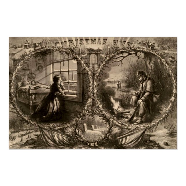 Pôster Véspera de Natal - Thomas Nast 1863 (Frente)