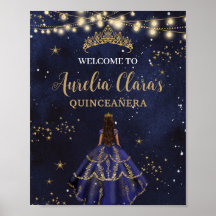 Vestido Azul Marinho Noite Estrelada Chic Quinceañ