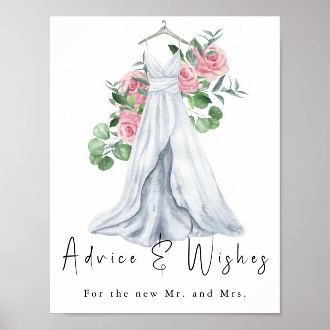 Poster Vestido de aquarela com flores - conselhos e desej (Frente)