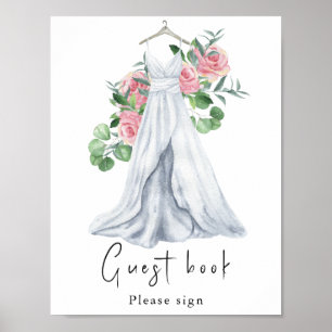 Poster Vestido de aquarela com flores - livro de visitas