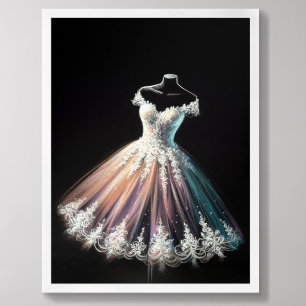 Poster Vestido de Casamento de Desenho de Pastel em Forma