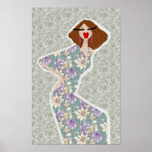 Poster Vestido de Jardim de Flores Silvestres Ilustração