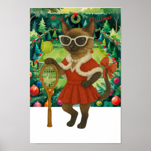 Poster Vestido de Natal de Ténis para amantes de gatos Po