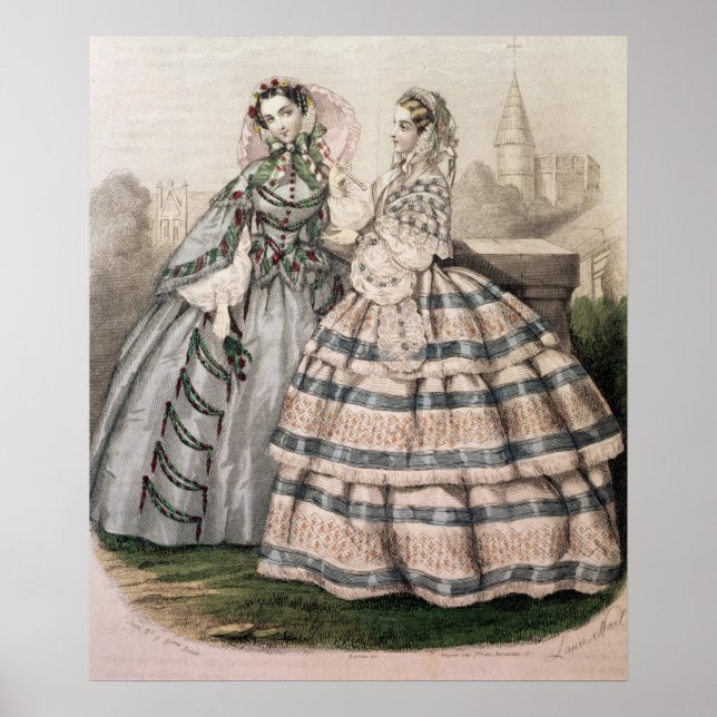 Poster Vestido do dia de 1858, gravado pela Barreau (Frente)