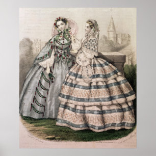 Poster Vestido do dia para 1858, gravado por Barreau