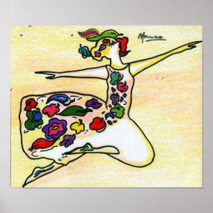 Pôster Vestido floral de cor aquosa colorida Ballerina