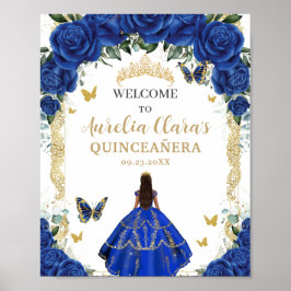 Poster Vestido Floral Real Quinceañera Vintage Dourado