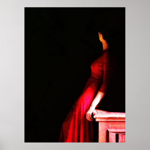 Poster Vestido Vermelho Elegante Mulher Misteriosa nas S