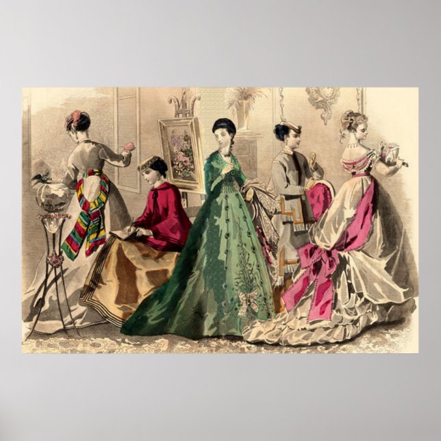 Pôster Vestido Vitoriano Com Arco Rosa (Frente)