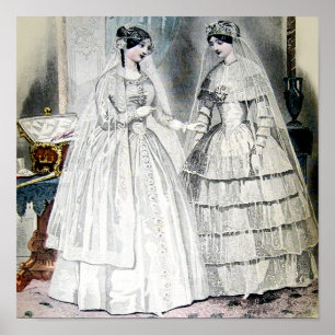 Poster Vestidos Brancos Antigos de Casamento