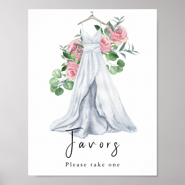 Poster Vestidos de aquarela com flores - favores (Frente)