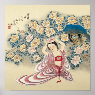 Pôster Vestindo uma flor na cabeça