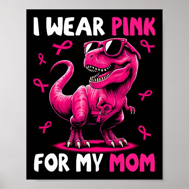 Poster Vestir Rosa Para O Cancer De Mama De Dinossauro T- (Frente)