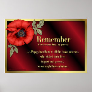 Poster Veteran Tribute com papoila vermelha