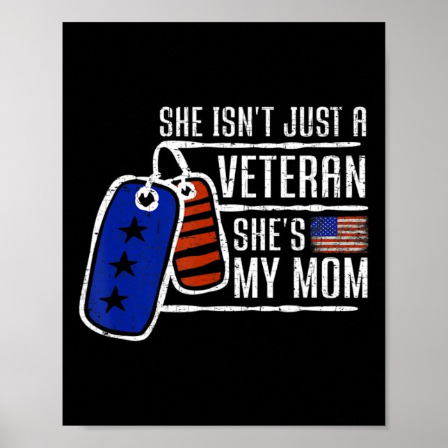 Poster Veterana Ela é a minha mãe e EUA Bandeira American (Frente)