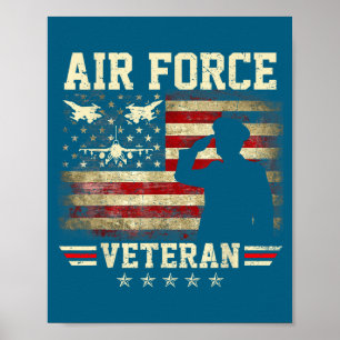 Poster Veterano da força aérea patriótica bandeira americ