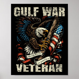 Poster Veterano da Guerra do Golfo Patriótico Águia Usa D