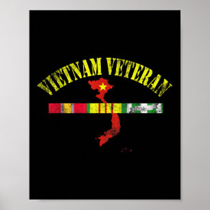 Poster Veterano do Vietnã Memorial Patriótico Bandeira do