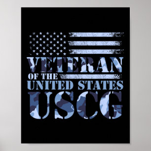 Poster Veterano Dos Estados Unidos Uscg Camo America Fla