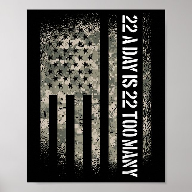 Poster Veterano Suicídio Sensibilização Usa Bandeira 22 A (Frente)