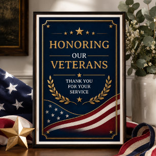 Poster Veteranos Cartão de Apreciação Patriótica para H