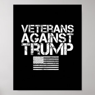 Poster Veteranos Contra Trump Bandeira Patriótica Vintage