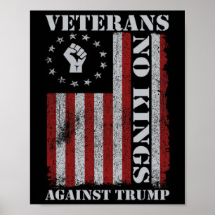 Poster Veteranos Militares Protestam Bandeira EUA Sem Rei