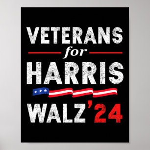 Poster Veteranos Para Harris Waltz 2024 Votação Azul