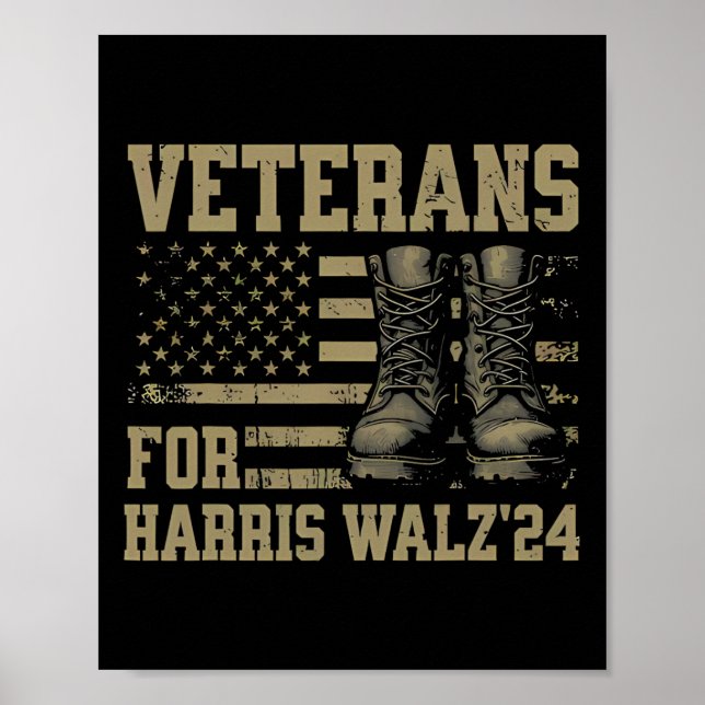 Poster Veteranos Para Harris Wheimer Waltz 2024 President (Frente)