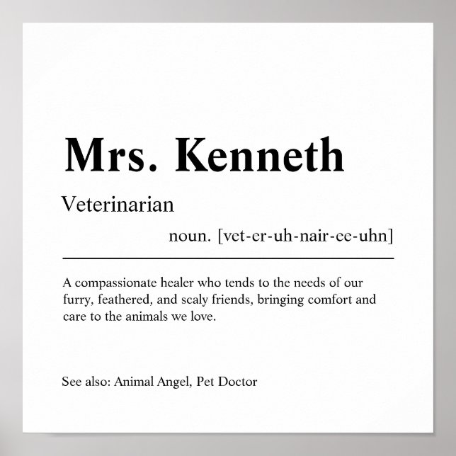 Poster Veterinarian Personalized Gift (Frente)