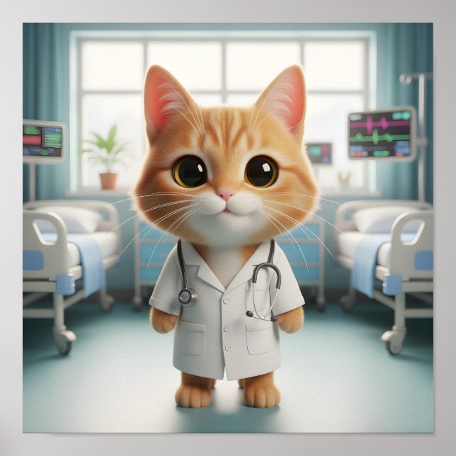 Poster Veterinarian Wall Art for Cat Lovers & Animal  (Frente)