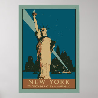 Poster Vetor Art Deco Nova Iorque Maravilha do Mundo