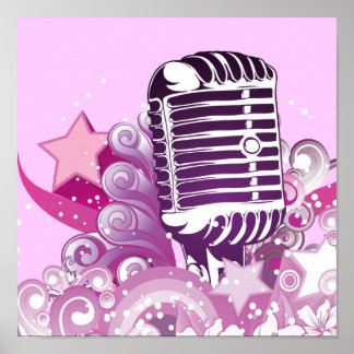 Poster vetor de microfone diva vintage