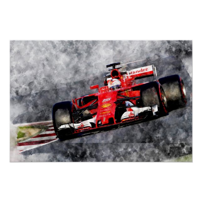 Pôster Vettel Ferrari (Frente)