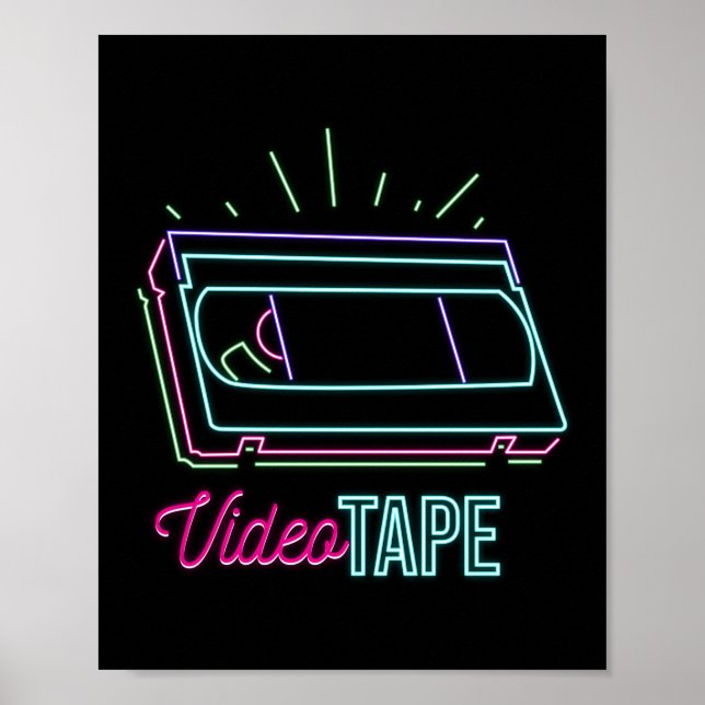 Poster Vhs de fita de vídeo neon dos anos 90 e 80 (Frente)