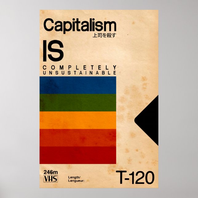Poster VHS Retro Vaporwave Anticapitalismo de Paródia Pos (Frente)