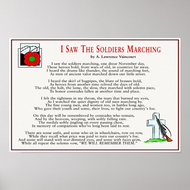 Pôster Vi Os Soldados Marchando 16" x 11" (Frente)