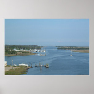 Poster Via navegável intracostal na ilha do carvalho, NC